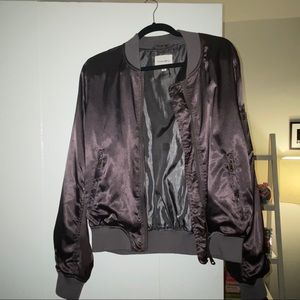 Cotton Candy Silk Grey Bomber jacket